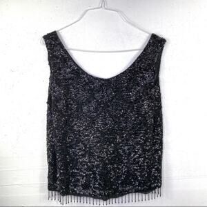 Vintage Black Beaded Sequence Crop Tank